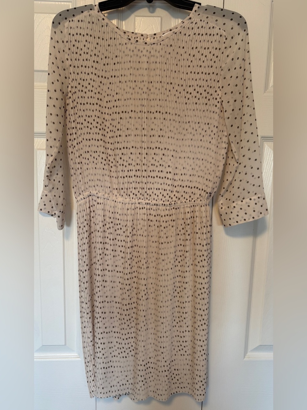 Club Monaco Pleated Polka Dot Long Sleeve Midi Dress 00 XXS